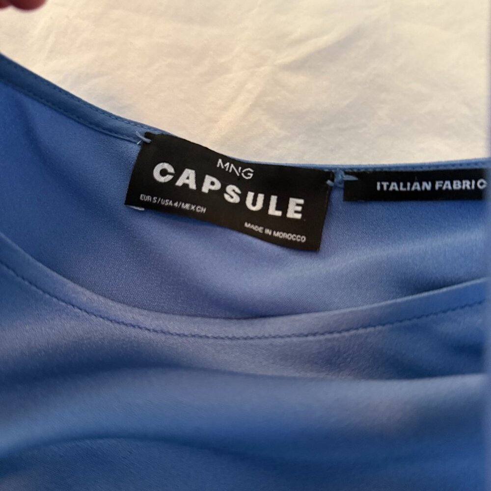 Mango Premium Capsule - Chic Blue Fringe & Scarf Dress - Picture 5 of 7
